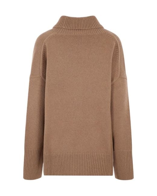 Chloé Brown Chloé High-Neck Loose-Fit Sweater
