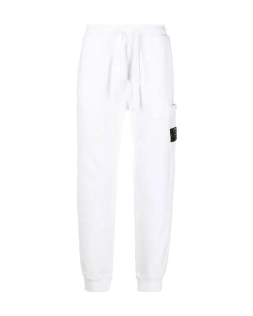 Stone Island White Compass-Motif Drawstring Track Pants for men