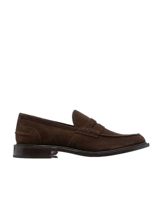 Tricker's Brown James Suede Penny Loafers for men