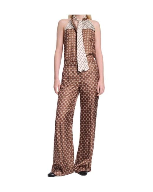 Dorothee Schumacher Brown Printed Wide-Leg Silk Pants
