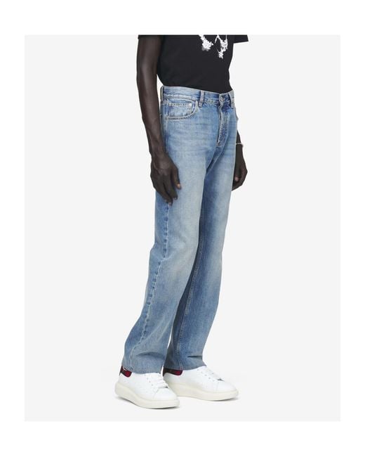 McQueen Blue Straight-Leg Jeans for men
