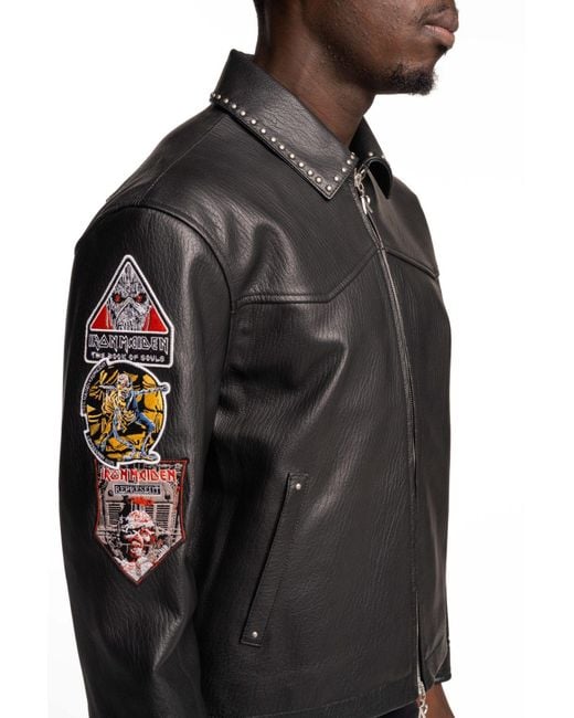 Represent Black X Iron Maiden Trooper Leather Jacket for men