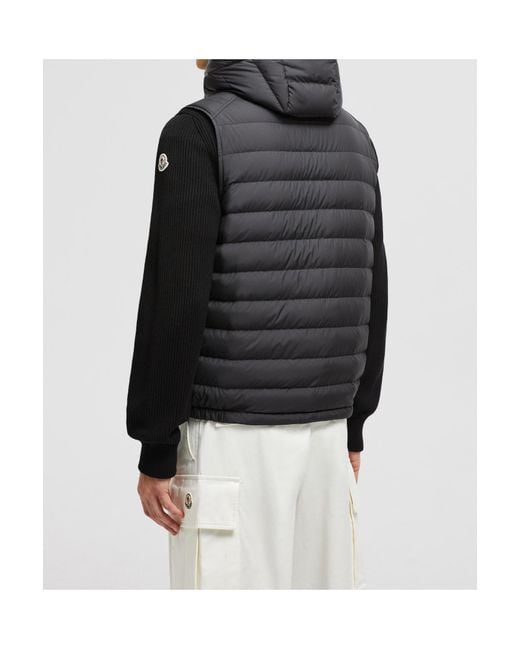 Moncler Black Logo Patch Zip-Up Padded Vest for men