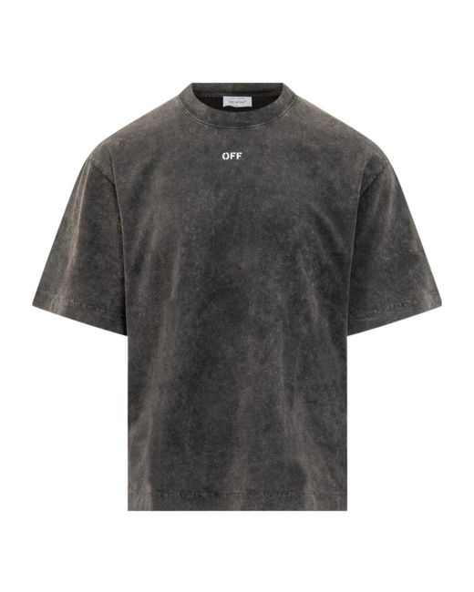 Off-White c/o Virgil Abloh Gray Logo-Print T-Shirt for men