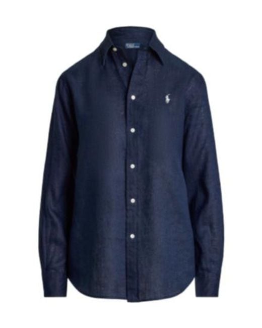 Polo Ralph Lauren Blue Logo Embroidered Curved Hem Polo Shirt