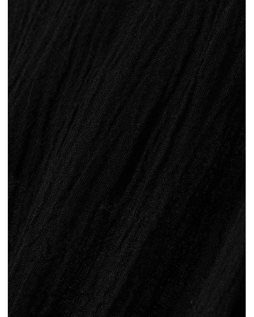 Lisa Marie Fernandez Black Hooded Linen-Blend Gauze Maxi Dress