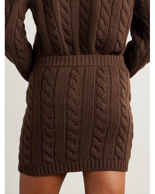Bally Brown Cable-Knit Wool Mini Skirt