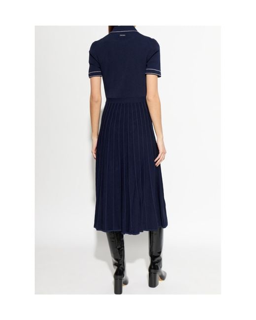 MICHAEL Michael Kors Blue Stretch Knit Polo Midi Dress