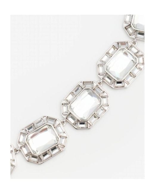Self-Portrait White Bijoux Crystal-Link Necklace