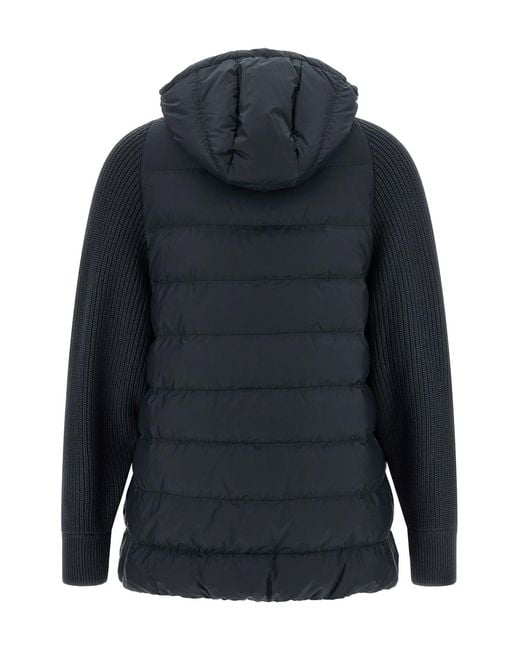 Brunello Cucinelli Blue Shiny Zipped Pull Down Jacket