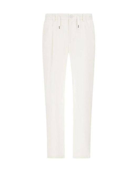 Herno White Drawstring Straight Trousers for men