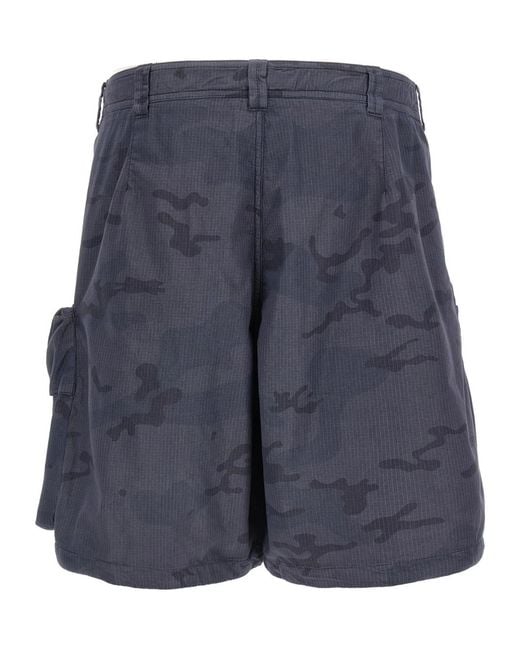 Stone Island Blue Logo Patch Bermuda Shorts for men