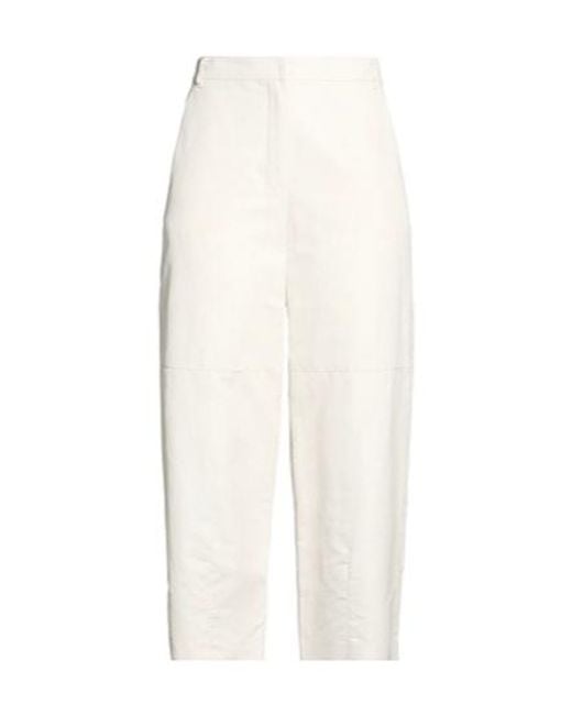 Max Mara White Elastic Boot-Shaped Pants