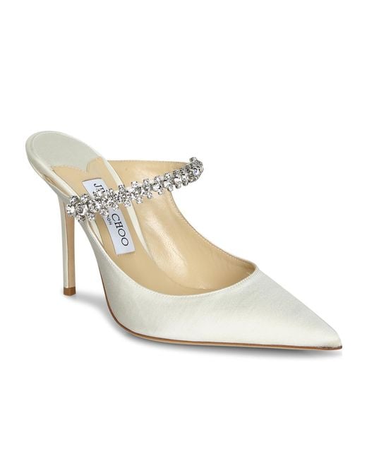 Jimmy Choo White Crystal-Embellished Pointed-Toe Pumps