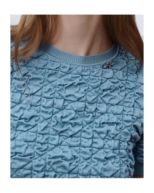 Dior Blue Macrocannage Short-Sleeved Sweater