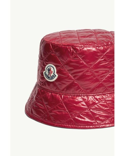 Moncler Red Diamond-Quilted Padded Bucket Hat