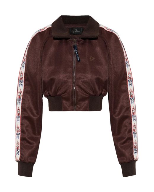 Etro Red Contrasting Band Cropped Sweatshirt