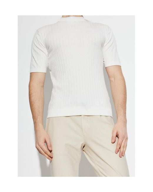 Eleventy White Ribbed Crew-Neck T-Shirt for men