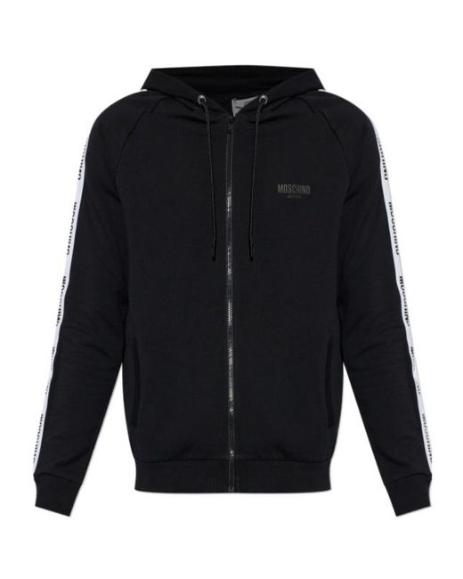 Moschino Blue Logo Tape Zip Hoodie for men