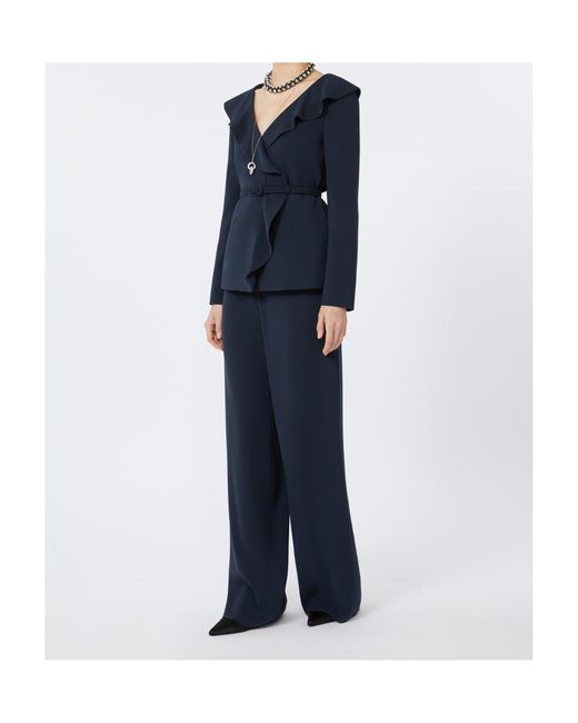 Max Mara Blue Lightweight Cady Trousers