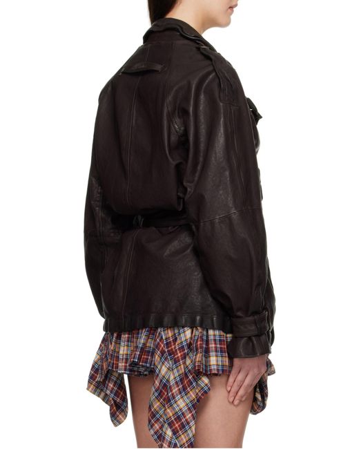 Acne Gray Belted Leather Jacket