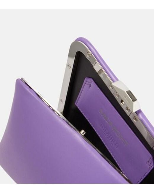 The Attico Purple Midnight Mini Embellished Leather Clutch