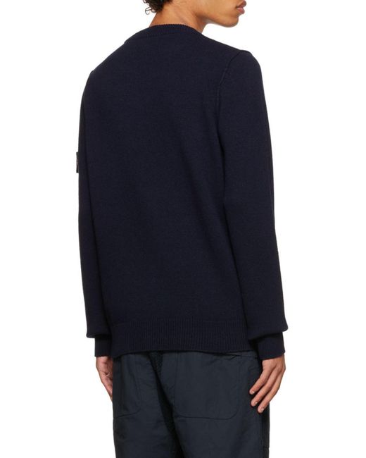 Stone Island Blue Compass-Patch Knitted Jumper for men