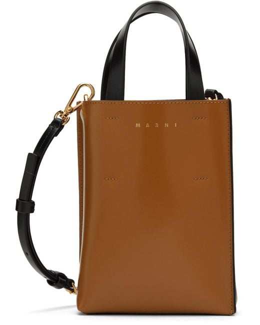 Marni Metallic Museo Logo Printed Nano Top Handle Bag for men