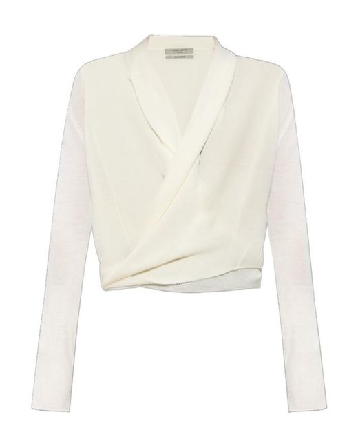 AllSaints White Draped Knit Top