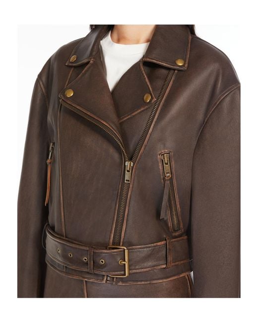 Weekend by Maxmara Brown Zip Detailed Belted Jacket