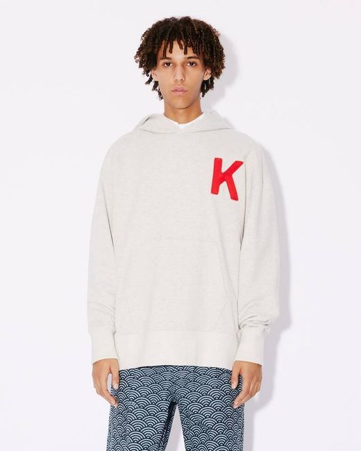 KENZO White Lucky Tiger Genderless Embroidered Oversized Hoodie for men