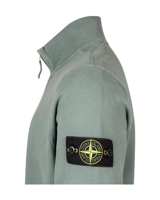 Stone Island Green Zipper Sweatshirt for men