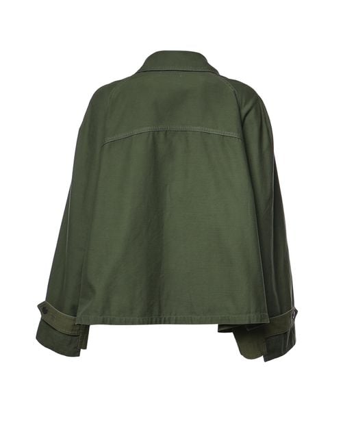 Céline Green Collared Long-Sleeved Casual Jacket