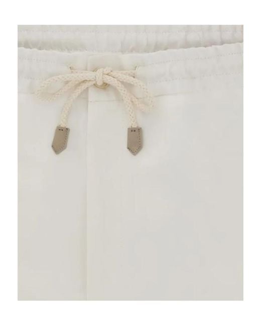 Canali White Poplin And Silk Bermuda Shorts With A Drawstring for men