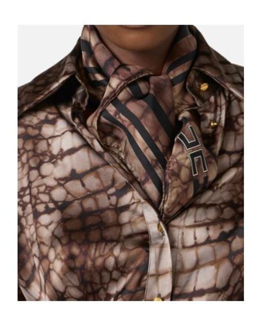Elisabetta Franchi Brown Patterned Scarf