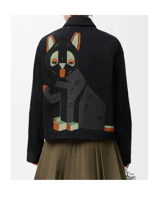 Loewe Black X Louis Wain Cotton-Satin Embroidered Jacket
