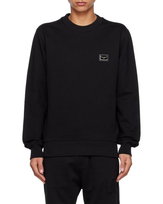 Dolce & Gabbana Black Logo Plaque Crewneck Sweatshirt for men