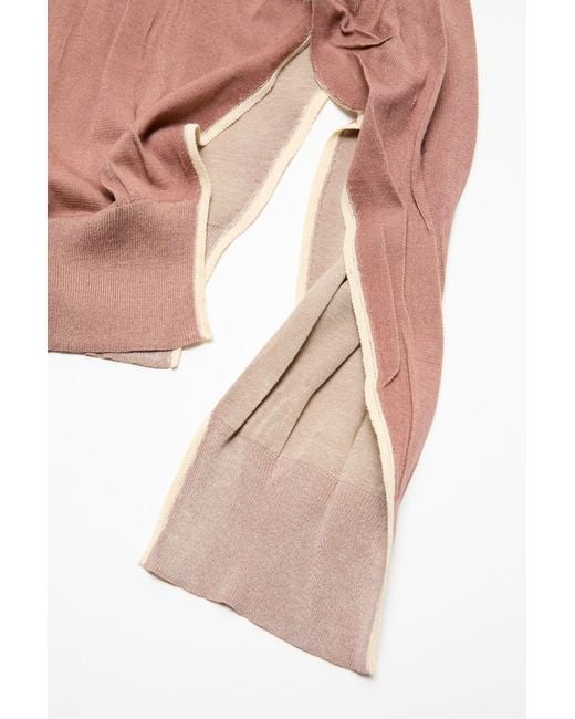 Acne Brown Crumpled V-Neck Knitted Sweater