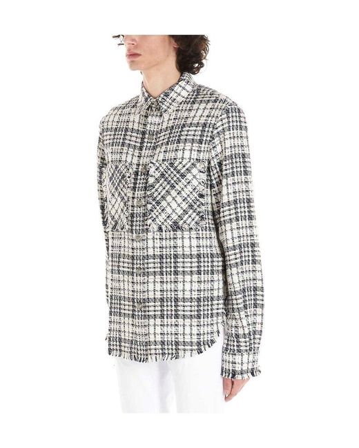 Faith Connexion White Shirt With Frayed Edges And Checked Outside