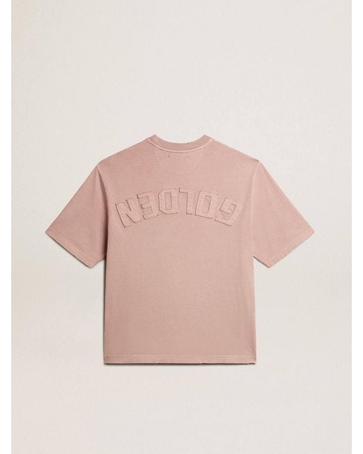 Golden Goose Deluxe Brand Pink Logo Detailed Crewneck T-Shirt for men