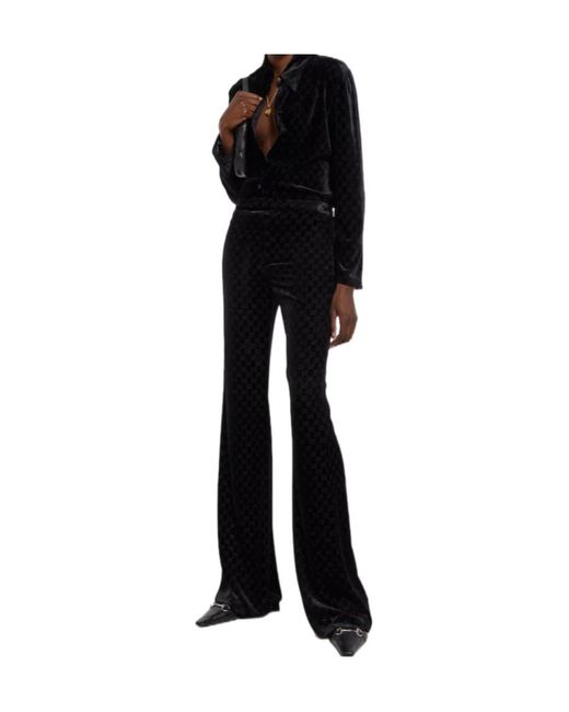 Gucci Black Gg Stretch Devoré Velvet Pants