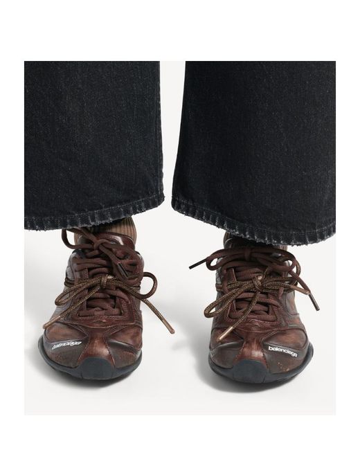 Balenciaga Brown Radar Leather Sneaker for men