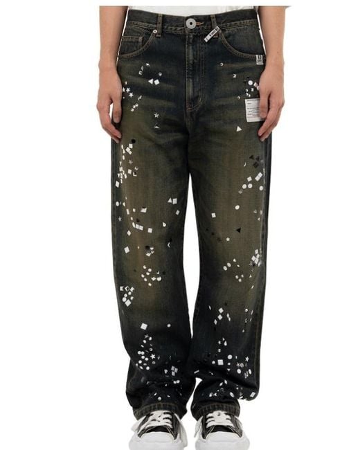 Maison Mihara Yasuhiro Gray Embellished Denim Pants for men