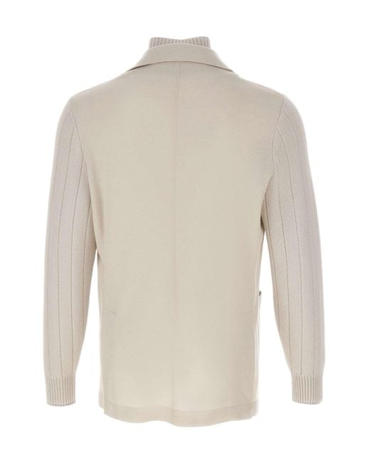 Eleventy Gray Single Breasted Ribbed-Knit Blazer for men