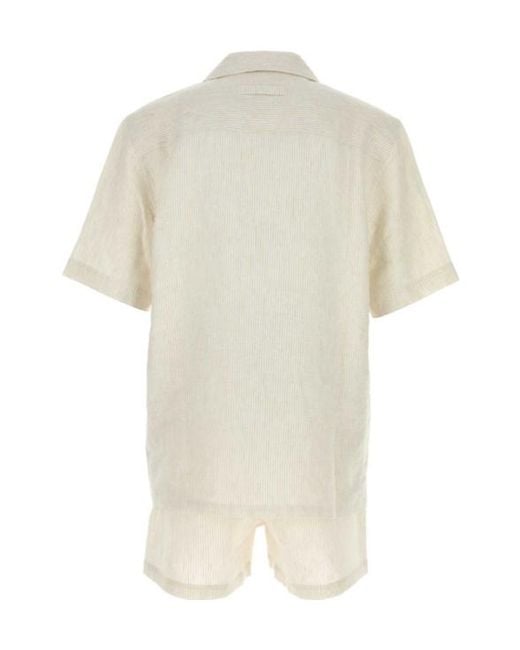 Zegna White Embroidered Linen Pyjama for men
