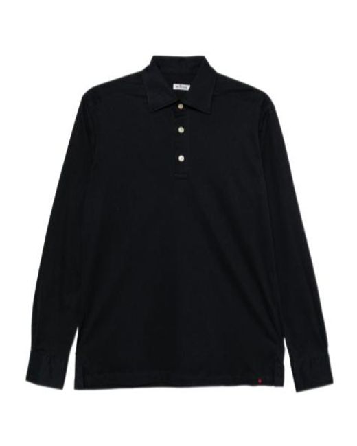 Kiton Blue Long-Sleeved Polo Shirt for men