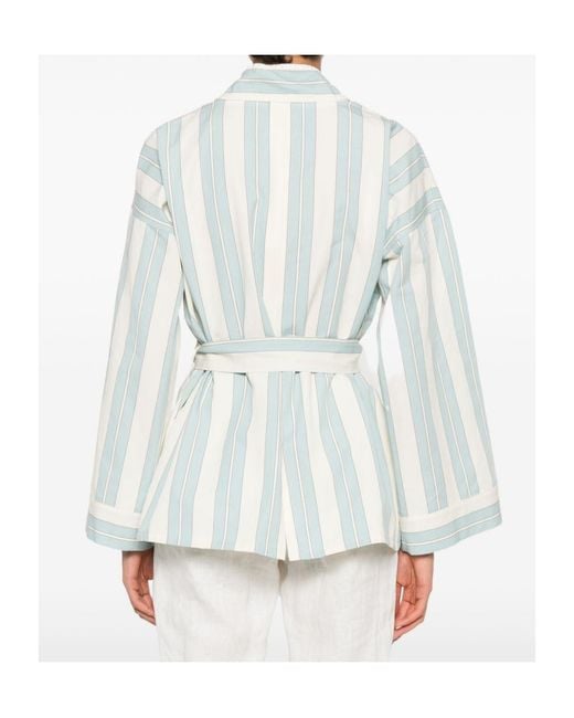Forte_forte Blue Striped Wrap Jacket
