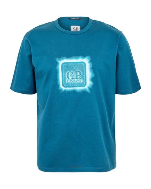 C P Company Blue Logo Crew Neck T-Shirt for men