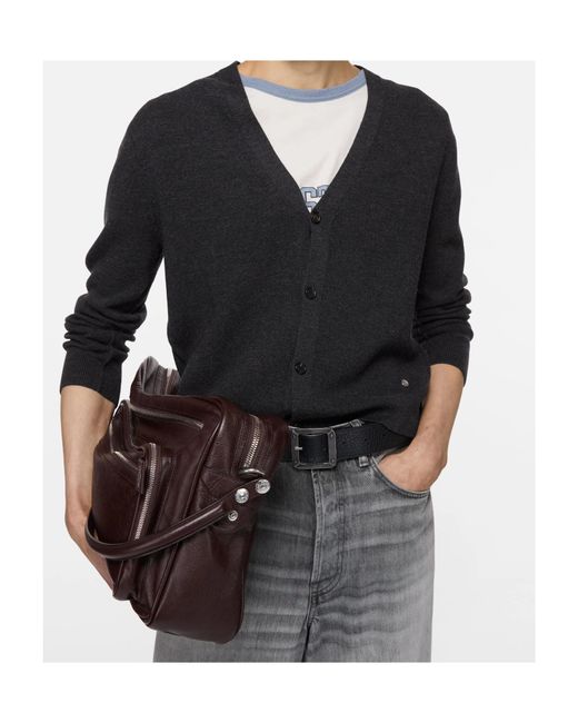 Acne Blue V-Neck Wool Cardigan for men