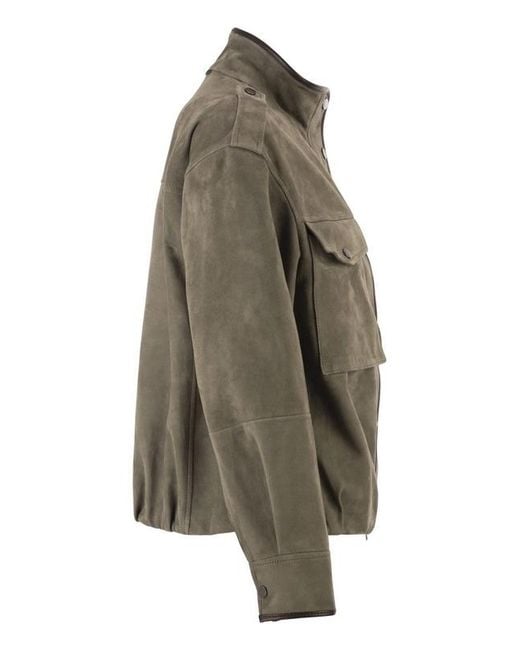 Brunello Cucinelli Green Leather Jacket